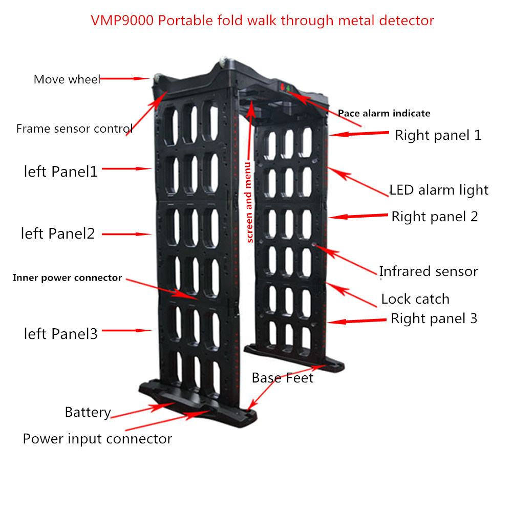 Portable Walk Through Metal Detector VW-9000 Plus