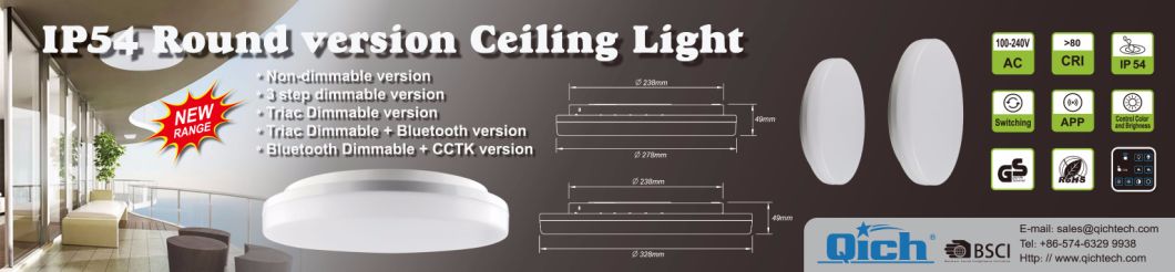 24W IP54 Triac Dimmable Square LED Ceiling Light