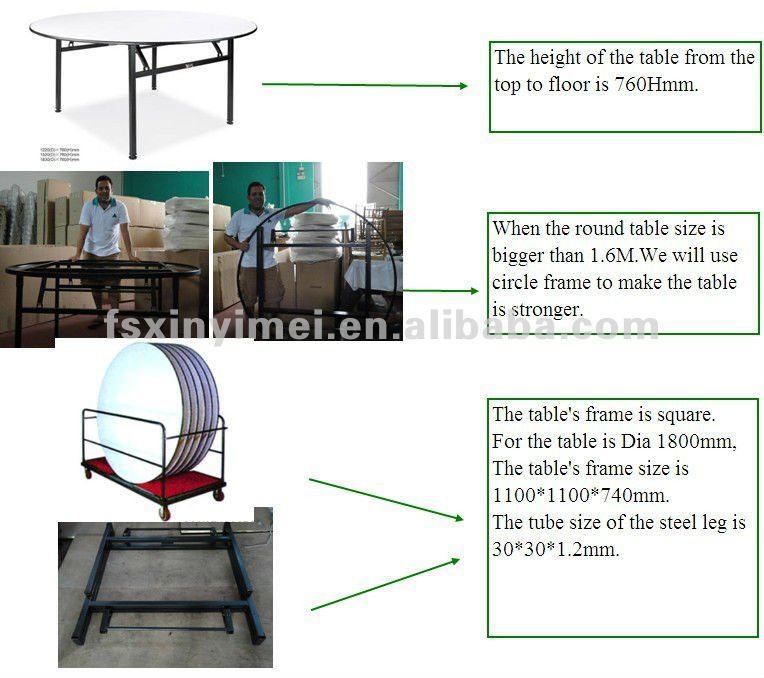 Round Plywood Foldable PVC Coated Hotel Dining Table