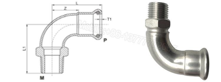 Mapress Fittings Bend 90 Degree Stainless Steel 316L