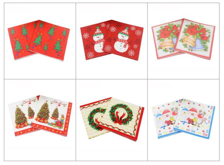 Christmas Logo Custom Disposable Dinner Paper Napkins for Party