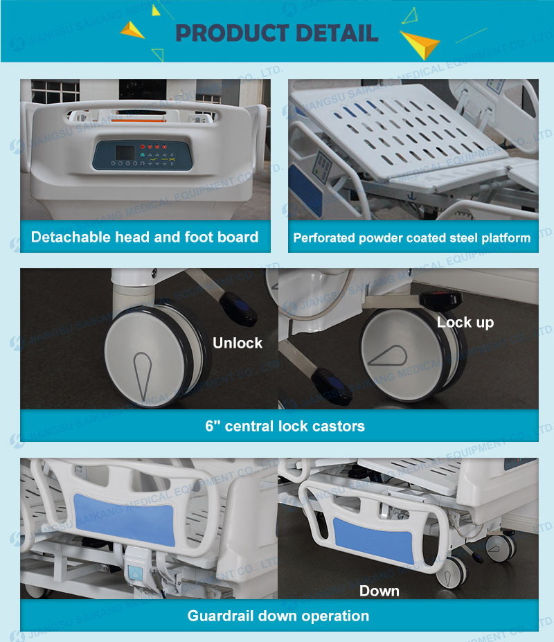 Ordinary Hospital Medical Adjustable Clinic Detachable Patient Sickroom Bed