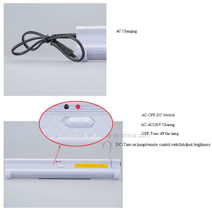 LED Tube Fluorescent Lamp Solar Power Home Indoor Outdoor Light