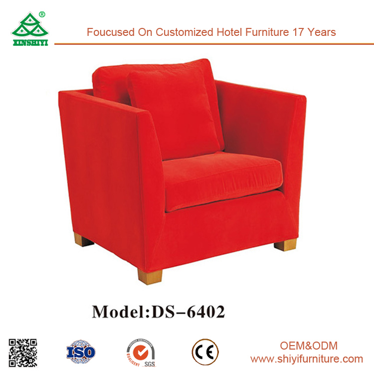 Wooden Hotel Restaurant Furniture Leather One Seater Sofa