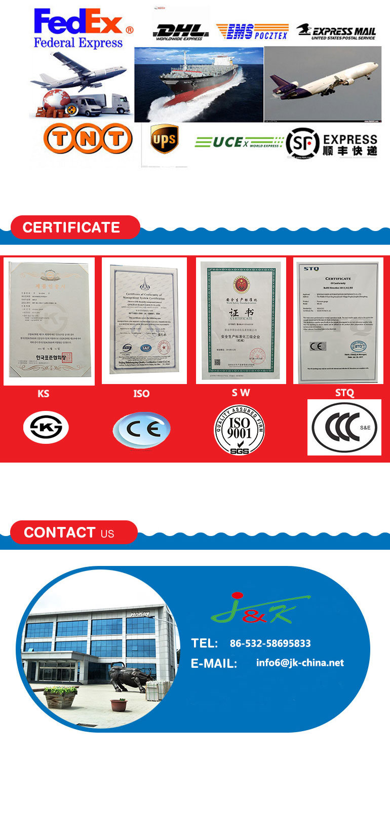 Factory Directly! 100mm Potentiometer Teletransmission Pressure Gauge with Favorable Price