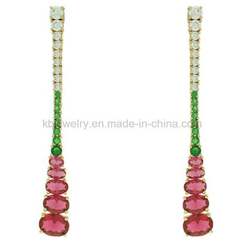 Latest Design Party Wear Jewelry Colorful Gemstone Earrings (KE3221)