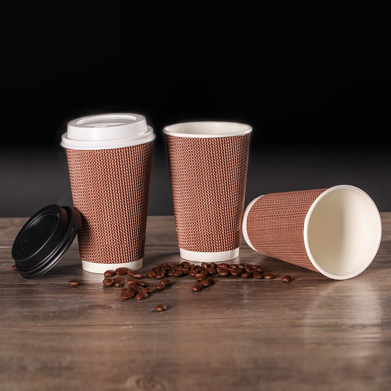 Custom Logo Printed Disposable Ripple Paper Coffee Cup