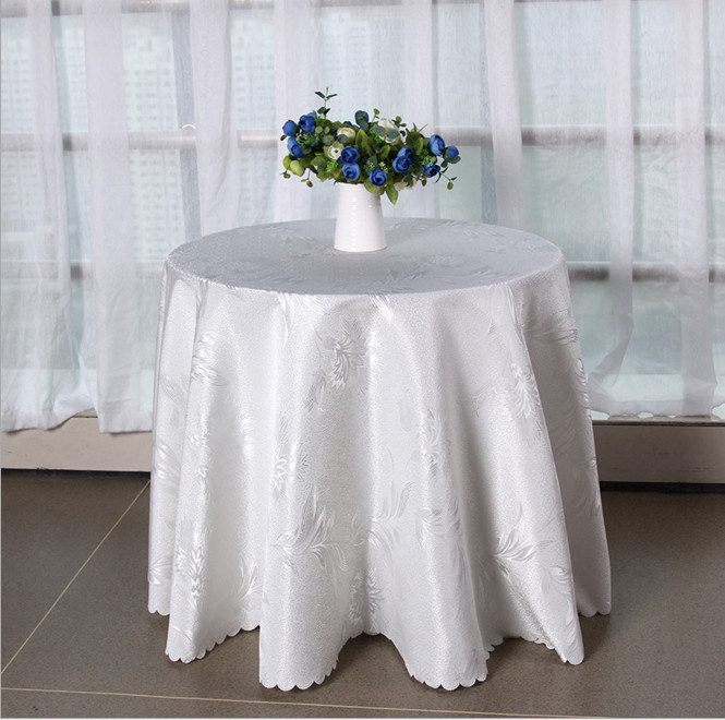 Custom Polyester White Hotel Embroidery Table Cloth