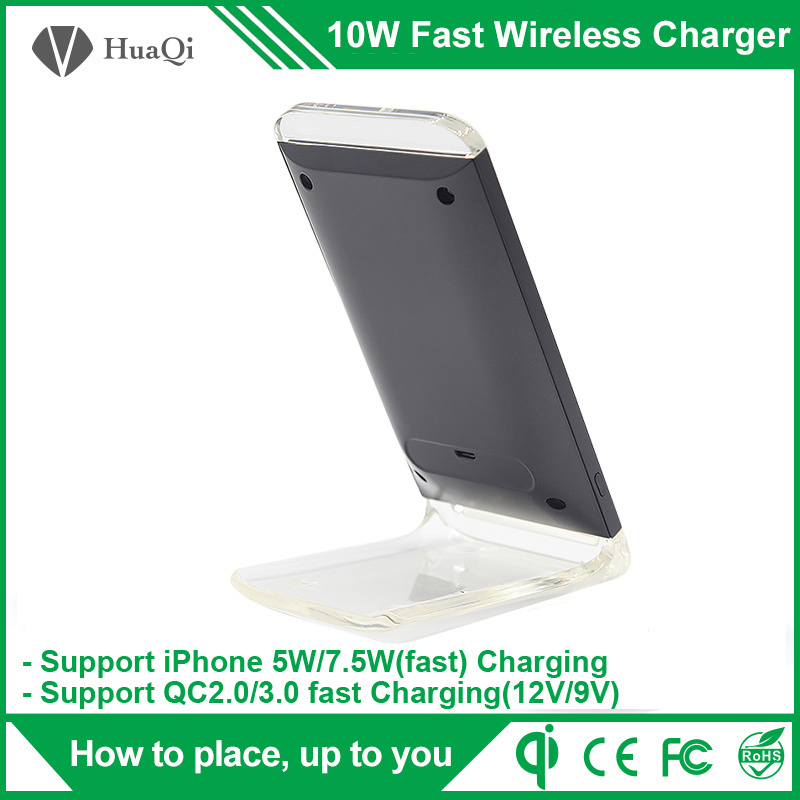 10W Portable Stand Quick Wireless Mobile Charger for iPhone/Samsung/Nokia/Motorola/Sony/Huawei/Xiaomi