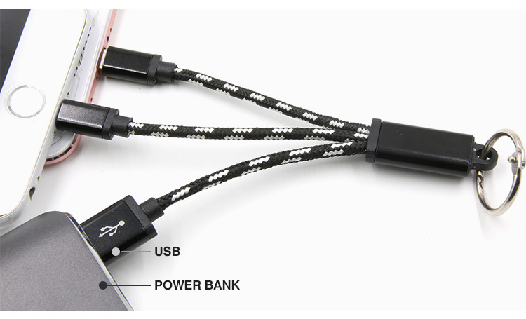 Charging+Data Transfer 2 in 1 Mini USB Cable with Nylon Braid
