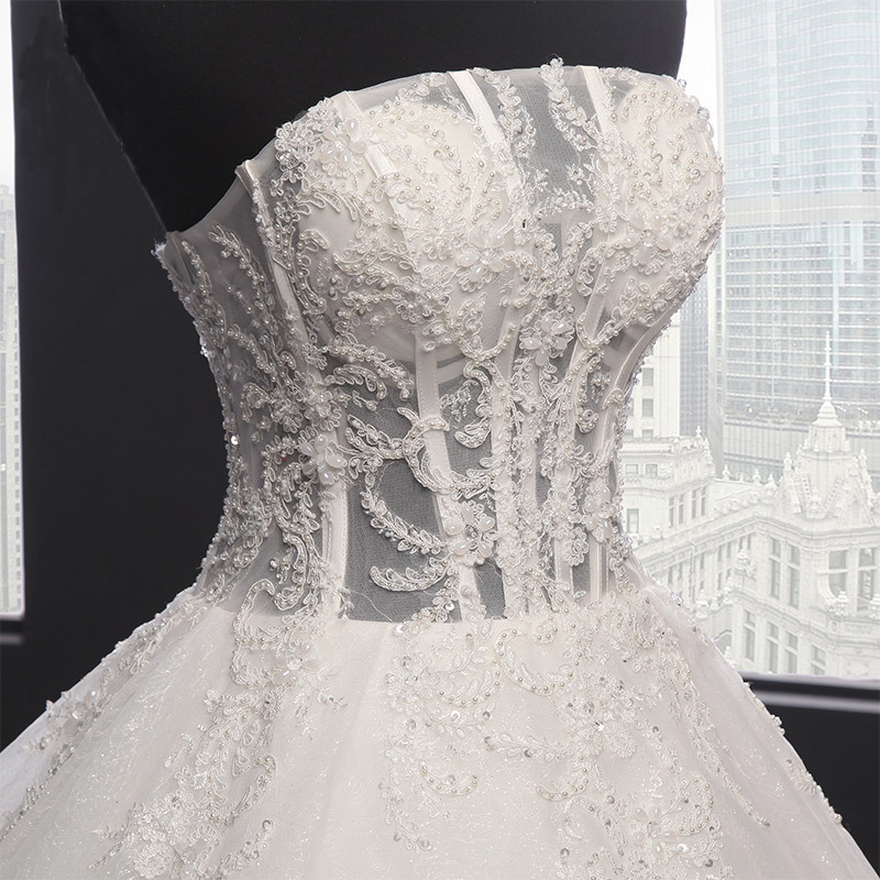 Strapless Beading Sequin Ball Bridal Wedding Dress