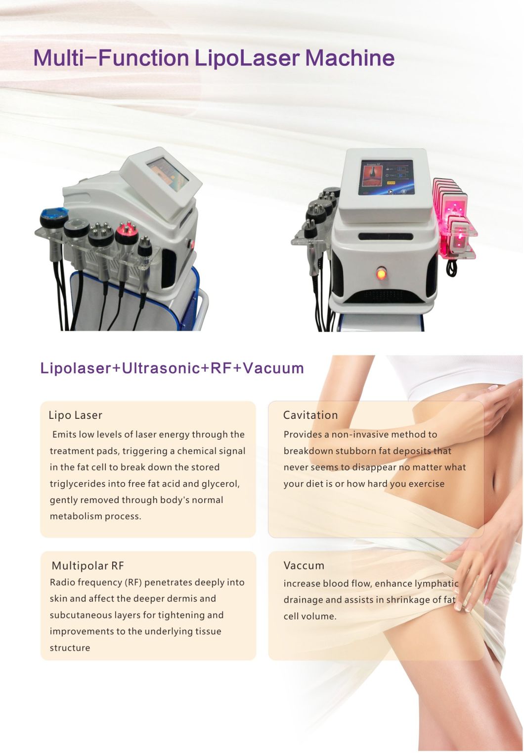 Multi-Function Lipo Laser RF Cavitation Vacuum Body Slimming Machine