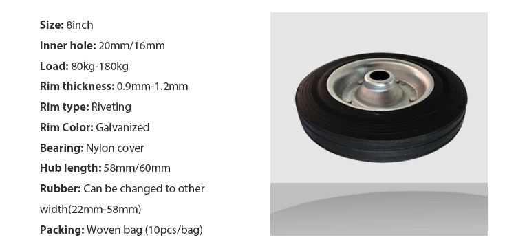 200mm Steel Rim Solid Rubber Wheel for Wheelbarrow