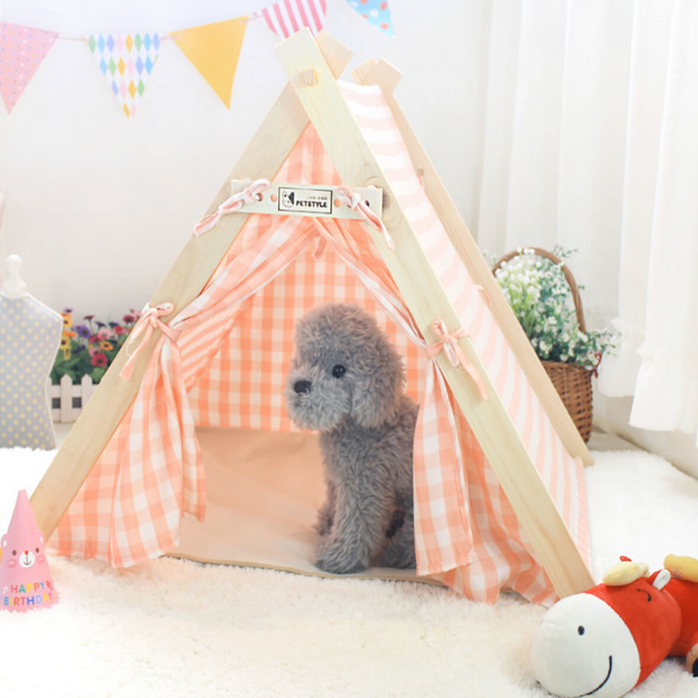 Indoor Wooden Indian Pet Tent for Dog, Puppy, Cat
