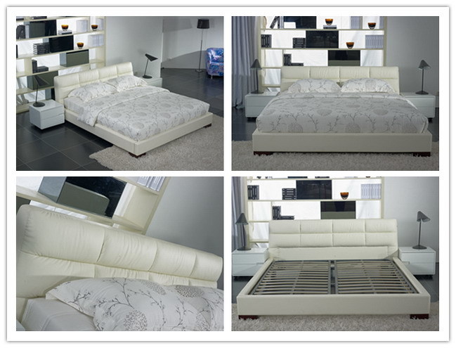 Foshan Furniture Modern Frame Soft King / Queen Size Leather Bed