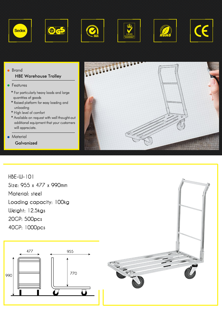 Heavy Duty Warehouse Hand Trolley