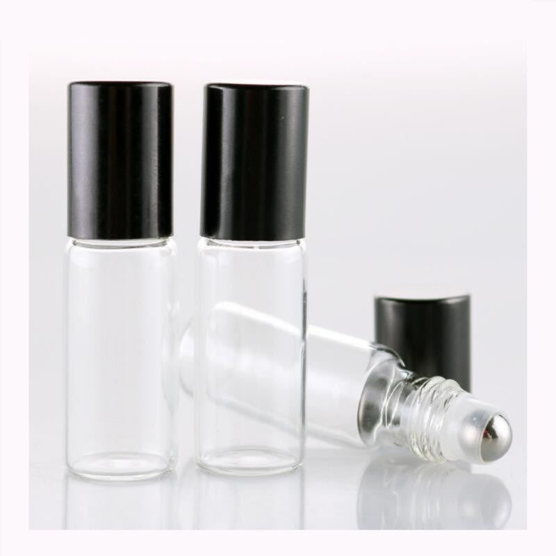 5ml Clear Glass Essential Oil Roller Bottles Glass Roller Balls Aromatherapy Perfumes Lip Balms Glass Roll on Bottle