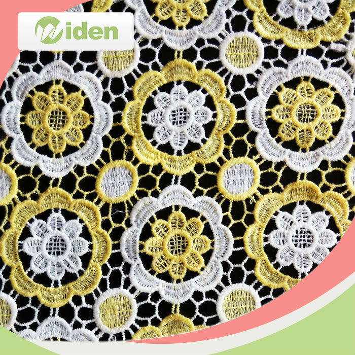 100% Polyester White African Guipure Chemical Embroidery Lace Fabric