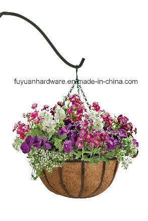 Powder Coated Steel Hanging Basket with Coconut Fabric for Flower