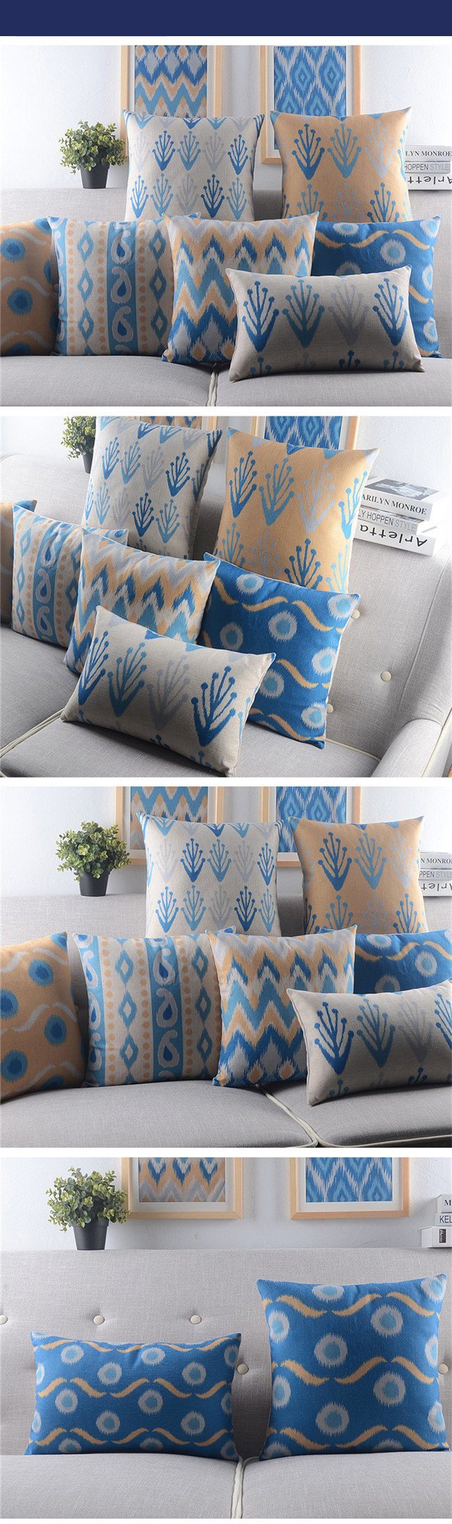 Yrf New Style Handmade Geometric Patterns Sewing Cushions Pillow