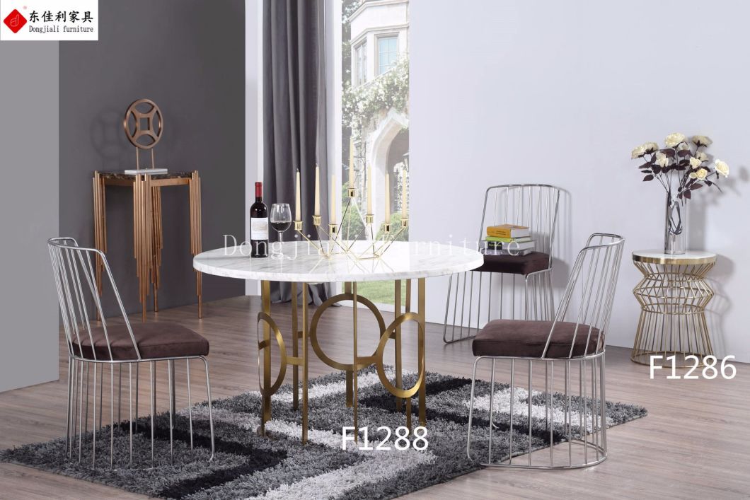 Round White Marble Dining Table Set for 4