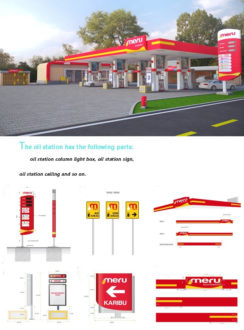 Cost of Gas Station Canopy Steel Tube Pylons Pylon Sign