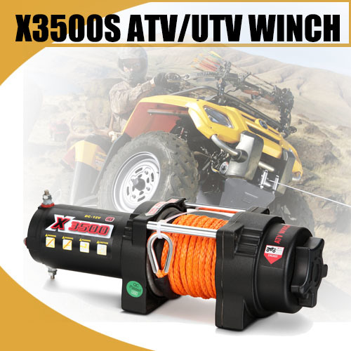 3500lbs 12V ATV Synthetic Rope Winch with High Performance Motor