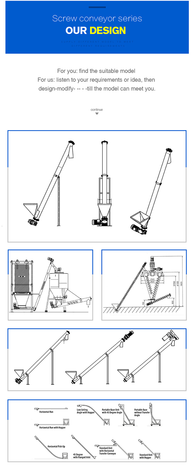 Spiral Powder Screw Conveyor with Hopper