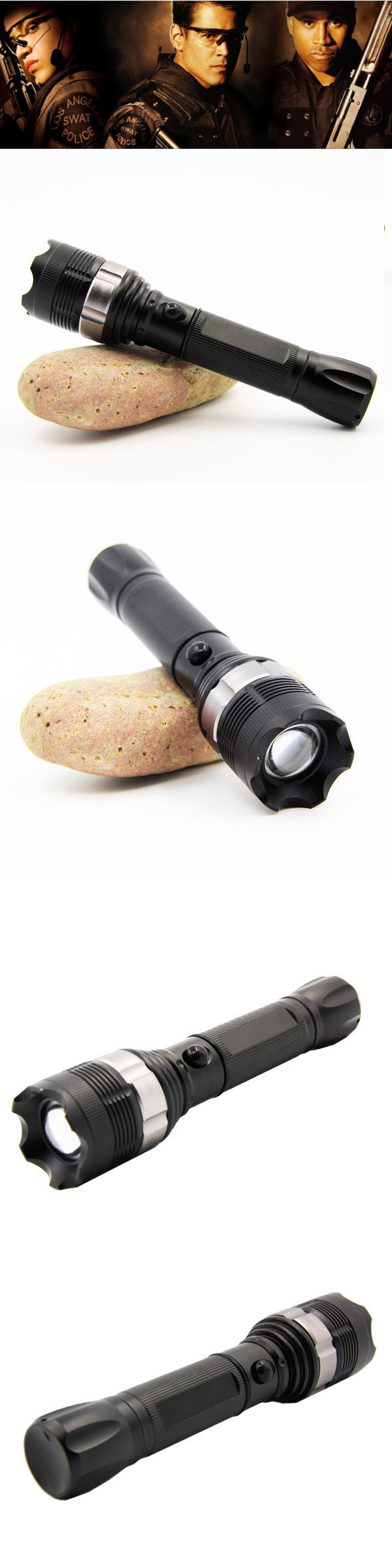 18650 Rechargeable XP-E Police LED Flashlight