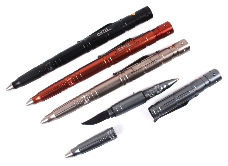 4 in 1 Multi Tool Tactical Pen Knife Steel Self-Defense Tactical Pen with LED Lights