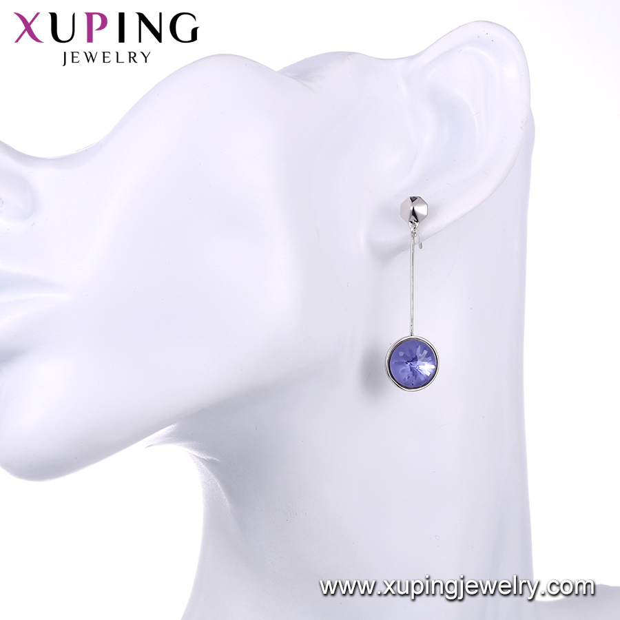 Xuping Sapphire Shiny Simple Gold Earrings Designs for Women Crystals From Swarovski