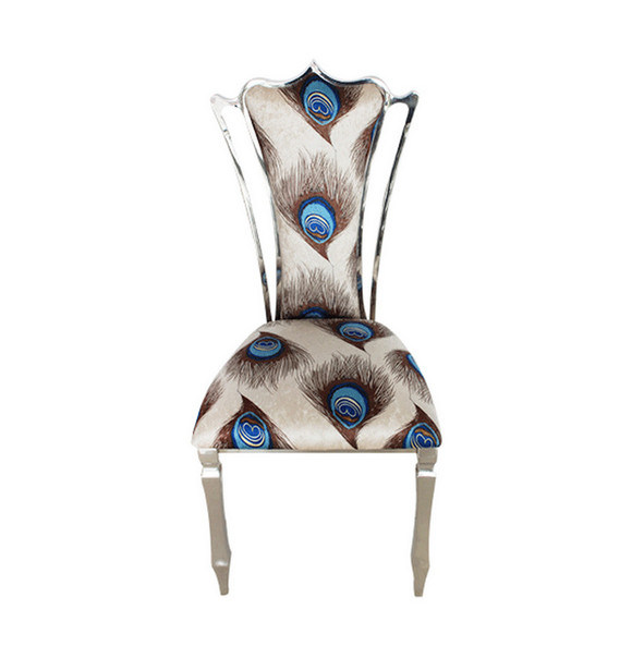 Modern Luxury Peacock Velvet Fabric Dining Chair Stainless Steel