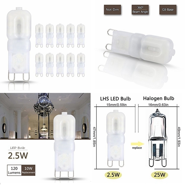 2.5W G9 6000K 25W Halogen Bulb Equivalent LED Bulb for General Lighting