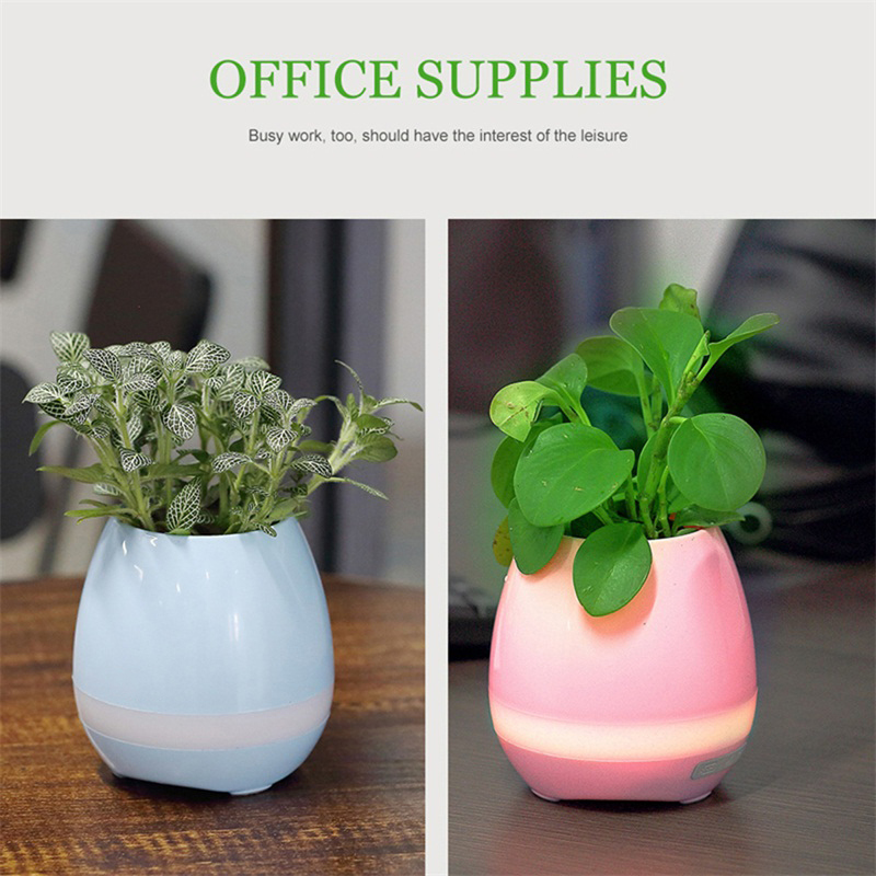 Watermark Pattern Smart LED Bluetooth Speaker Music Flower Pot for Home Office Decoration