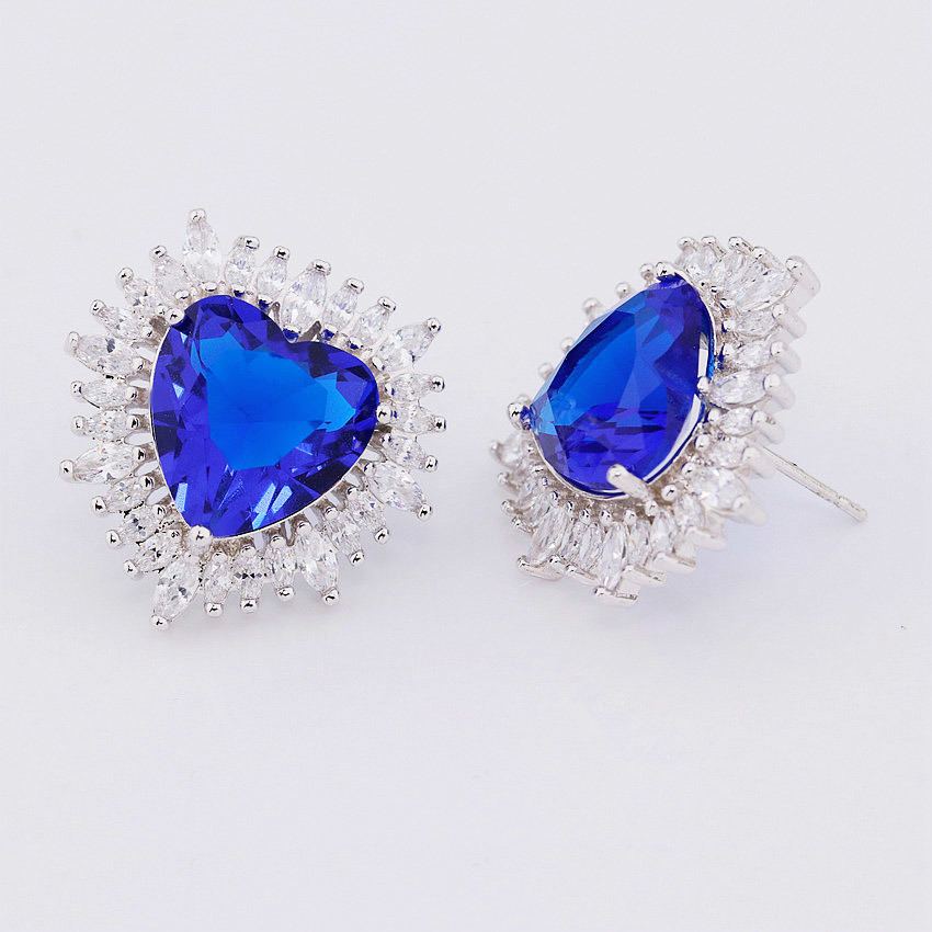 Charming Sapphire Stud Earring Quality Copper Alloy Fashion Design