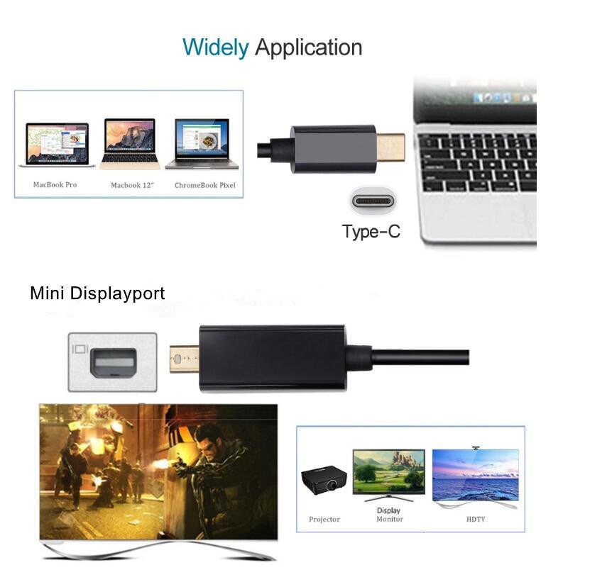 Male to Male Type C to Mini Displayport Cable