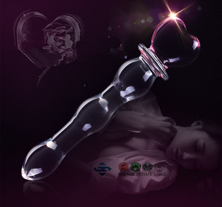 Crystal Glass Massage Stick Heart-Shaped Masturbation Device