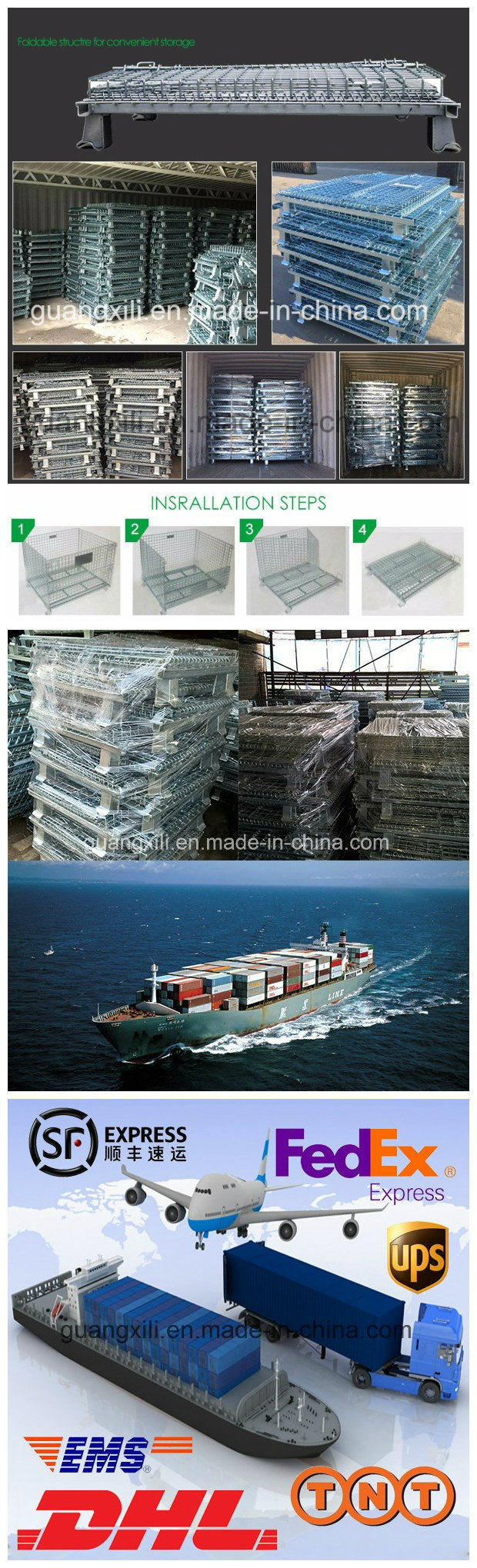 Warehouse Wire Mesh Folding Storage Metal Cage