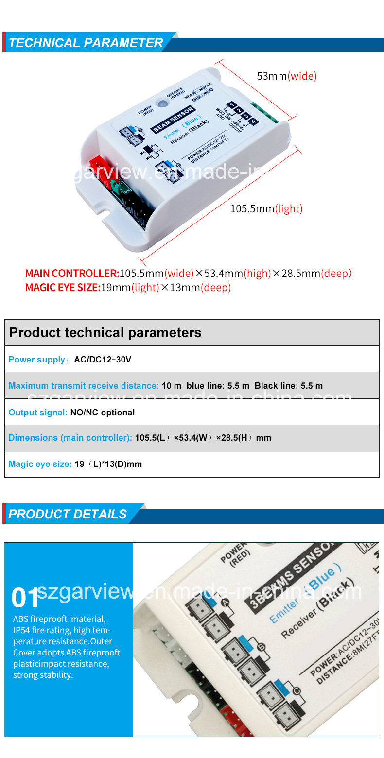 Wireless Infrared Photo Beam Sensor Switch for Autodoors