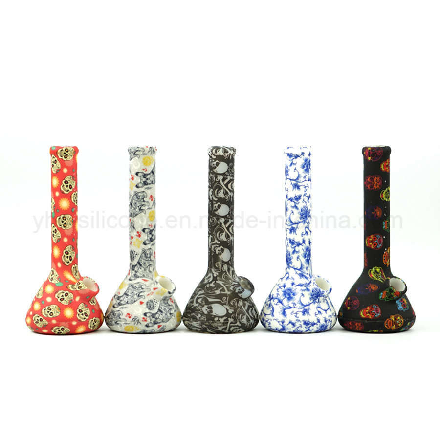 Stock Wholesales 7.5'' Beaker Printing Smoking Water Pipe Colors Glass Smoking Pipe