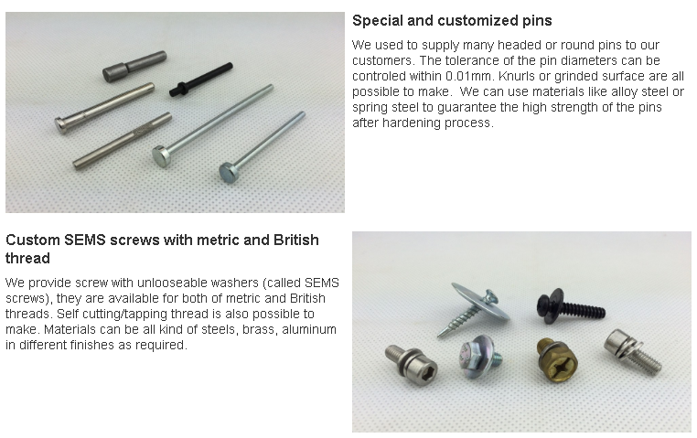 Custom and Special Industrial Fasteners Bolts Screws Nuts Pins Rivets