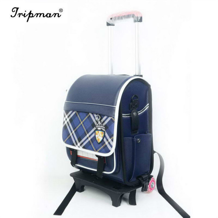 School Bag Kids Wheeled Trolley Children Backpack Luggage Travel Case