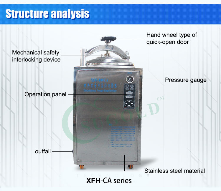 Satinlesss steel 50L Vertical Autoclave for Steam Sterilization