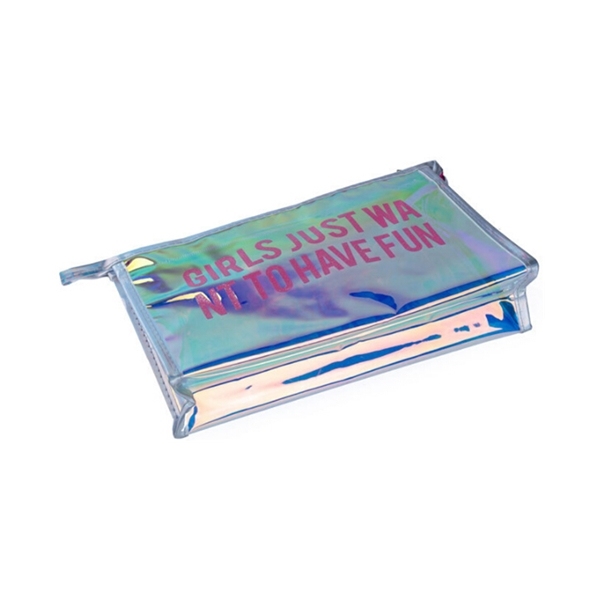 2018 Holographic PVC Transparent Cosmetic Bag with Lettes Print
