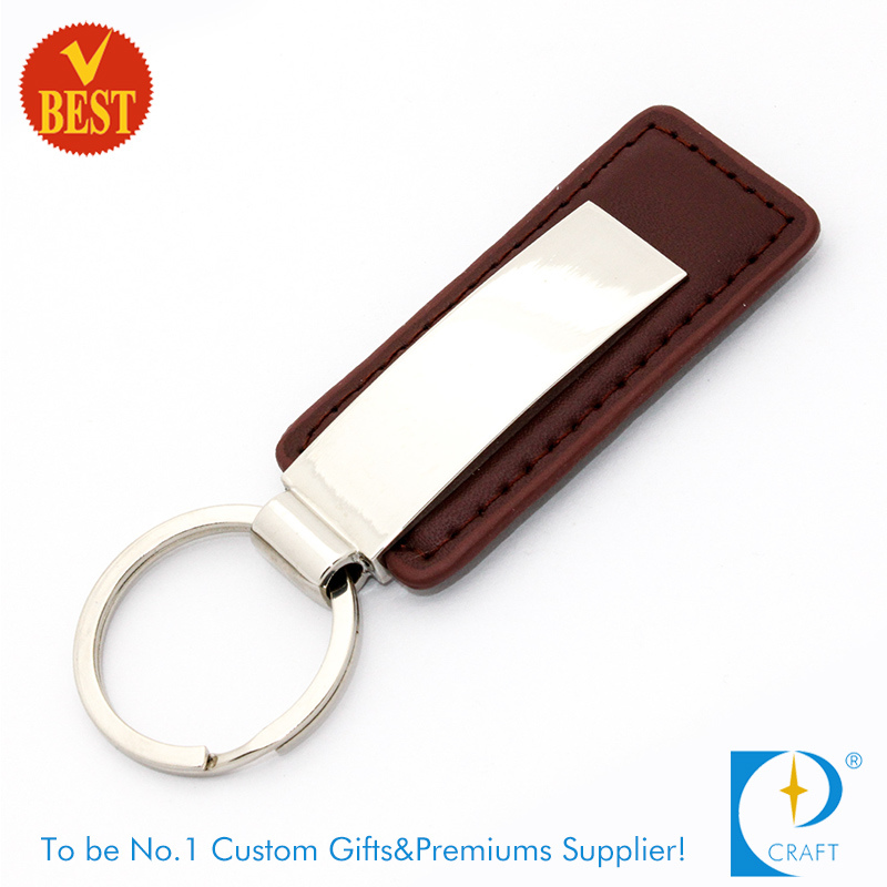 Custom Car Logo Genuine Leather Key Holder Keychains Keyrings with Decoration Metal Coins for Souvenir
