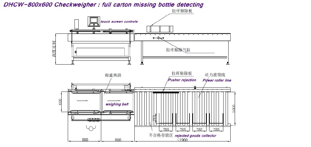 Carton Packaging Food Industries Conveyor Checkweigher Machine with Rejector