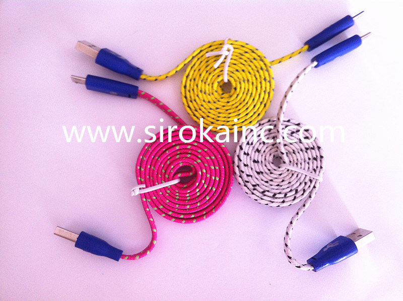 Nylon Fabric Charging USB Cable for 3.5mm Mini Speaker