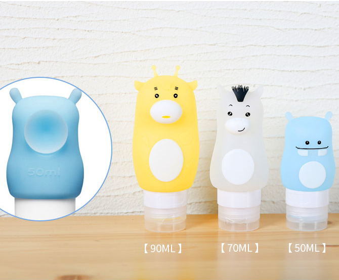 Lovely Cartoon Travel Bottles, Leakproof Silicone Refillable Travel Containers