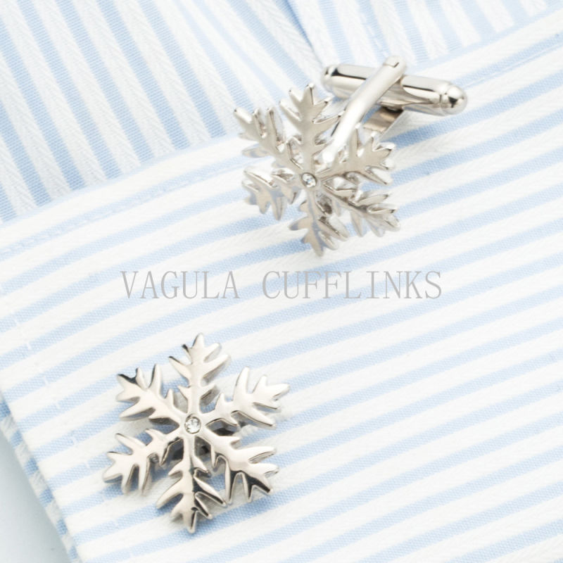 VAGULA Silver Plated Funny Snowflake Men's Cuff Link 701