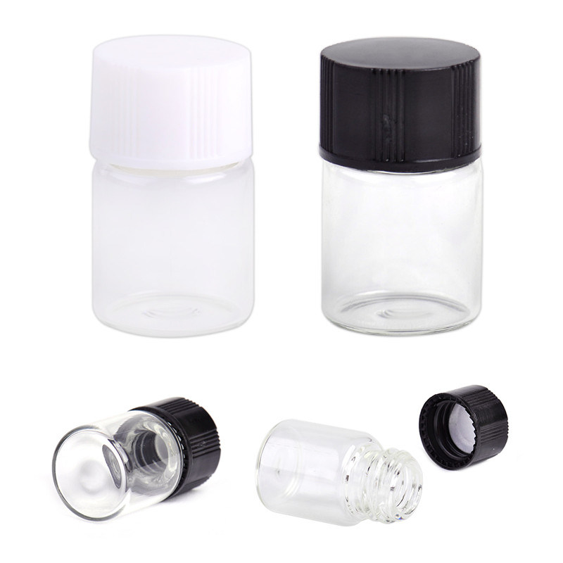 2ml Mini White Transparent Glass Essential Oil Reagents Refillable Sample Bottle Brown Glass Vials with Cap